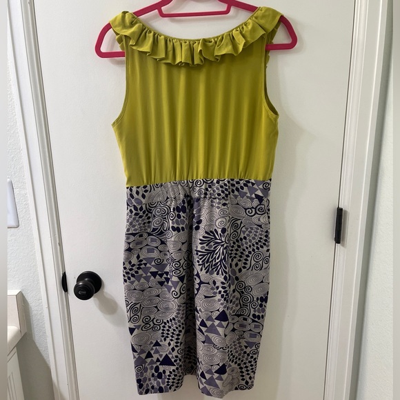 Anthropologie Maeve Sheath Pencil Wiggle Seaside Fields Ruffle Top Dress sz 8 - Picture 5 of 9